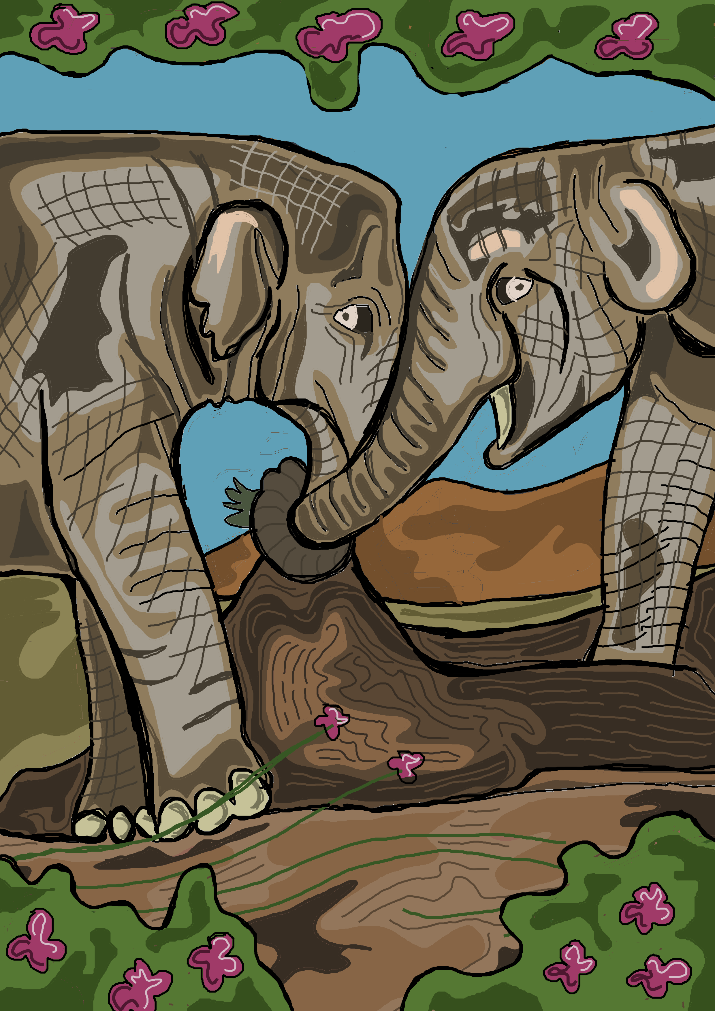 loved up elephants