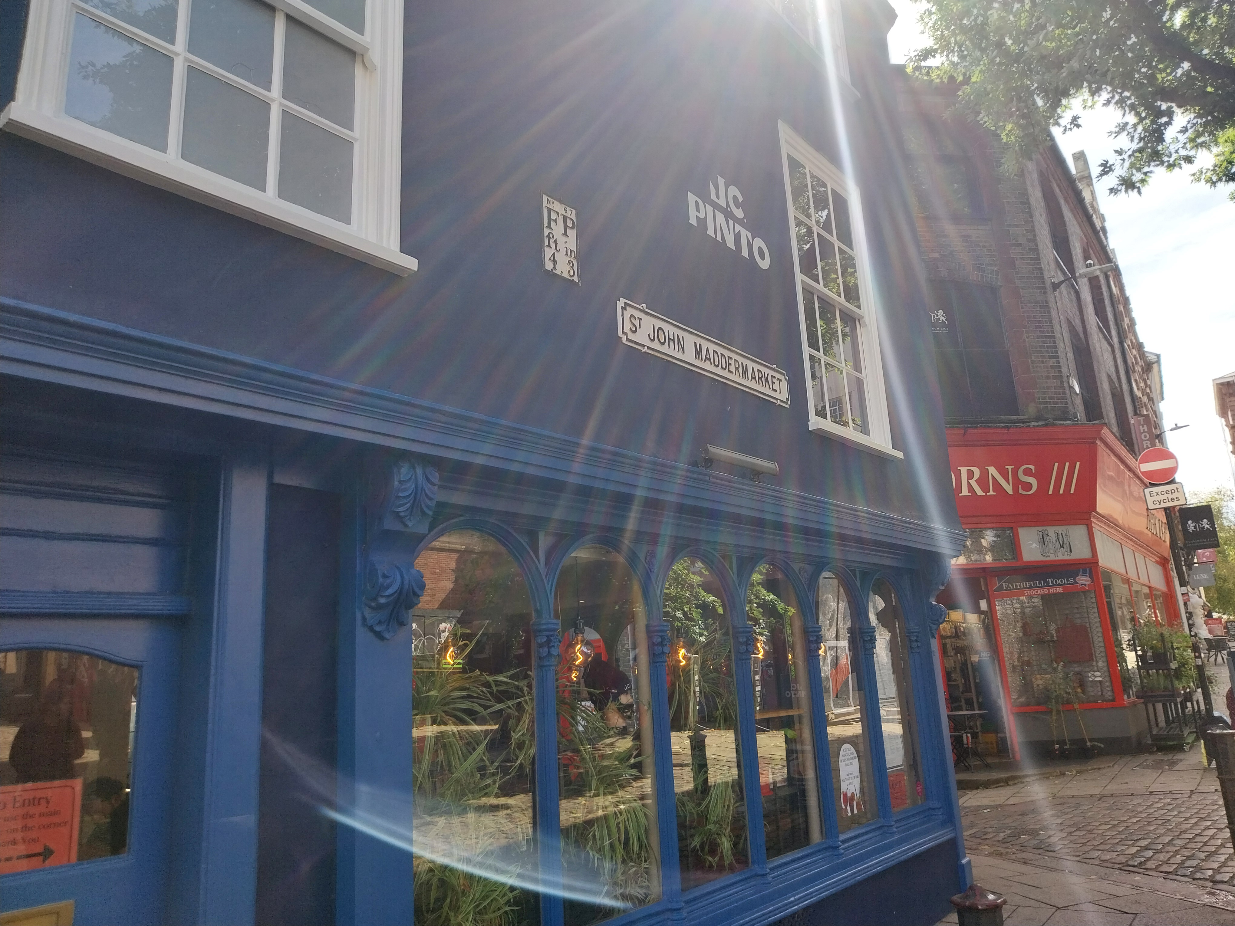 blue building