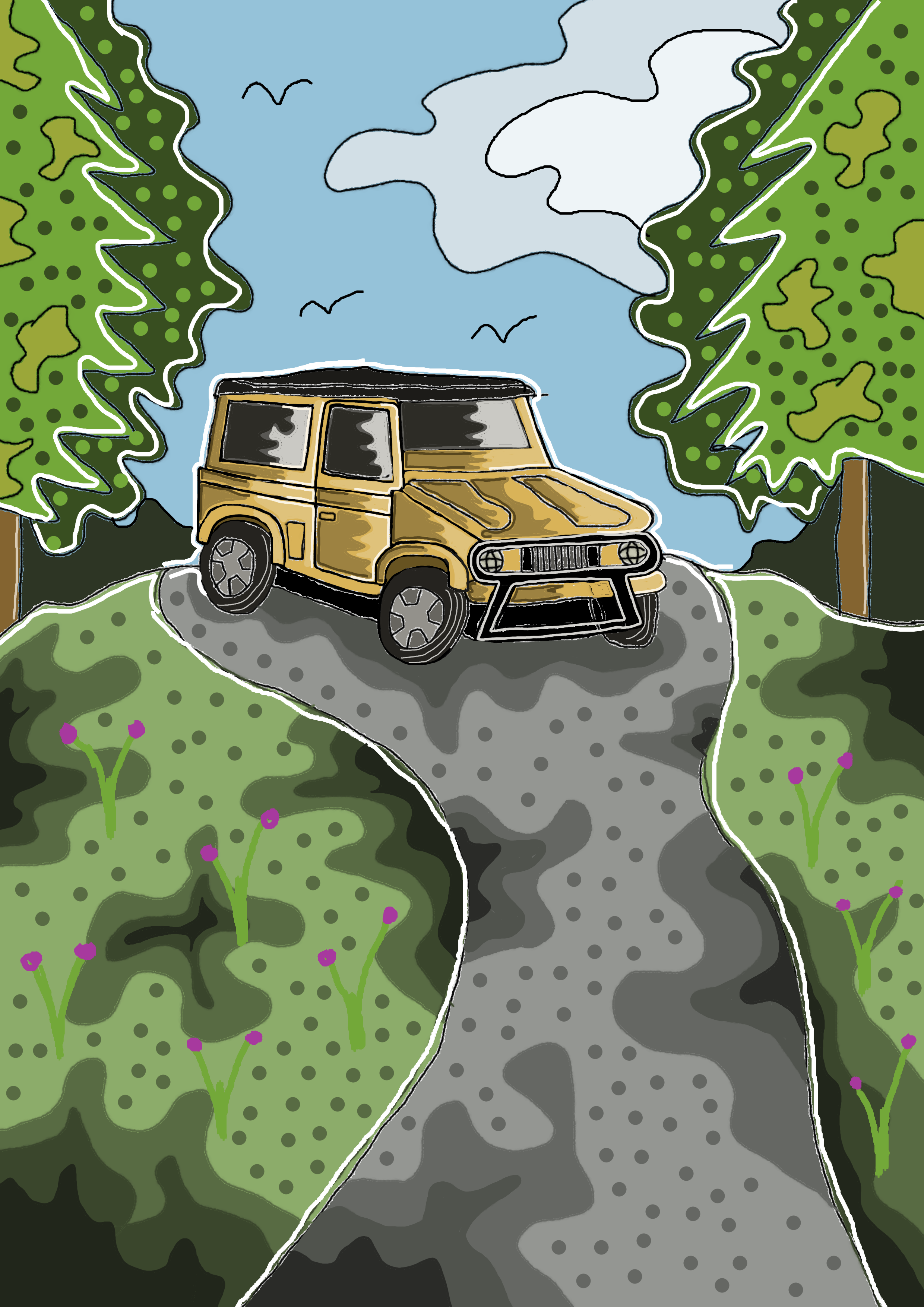 4x4 in woodland setting - Digital Drawings
